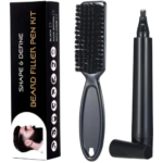 Beard Filler Pen for Men, Waterproof Black Beard Pencil with Bristle Brush for Men Natural Looking Beard Moustache Eyebrow