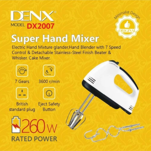 DINX Electric Hand Mixer, Handheld Egg Beater, 7 Speed Portable Mini Mixer, Cake Whisk Machine, Stainless Steel Dough Whisk Dough Mixer for Kitchen Baking Cooking - الصورة 8